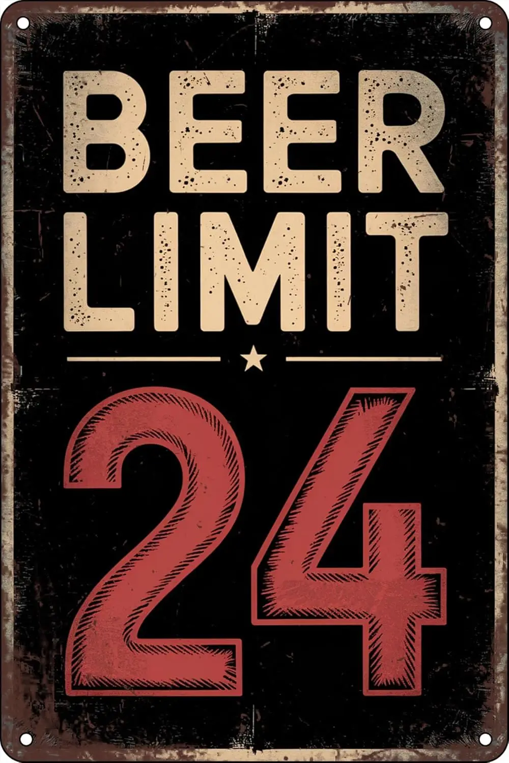 BEER LIMIT 24 Tin Sign – Funny Wall Decor for Bar Garage Man Cave Patio Garden Home and Gifts Vintage Style 8x12 Inch sign