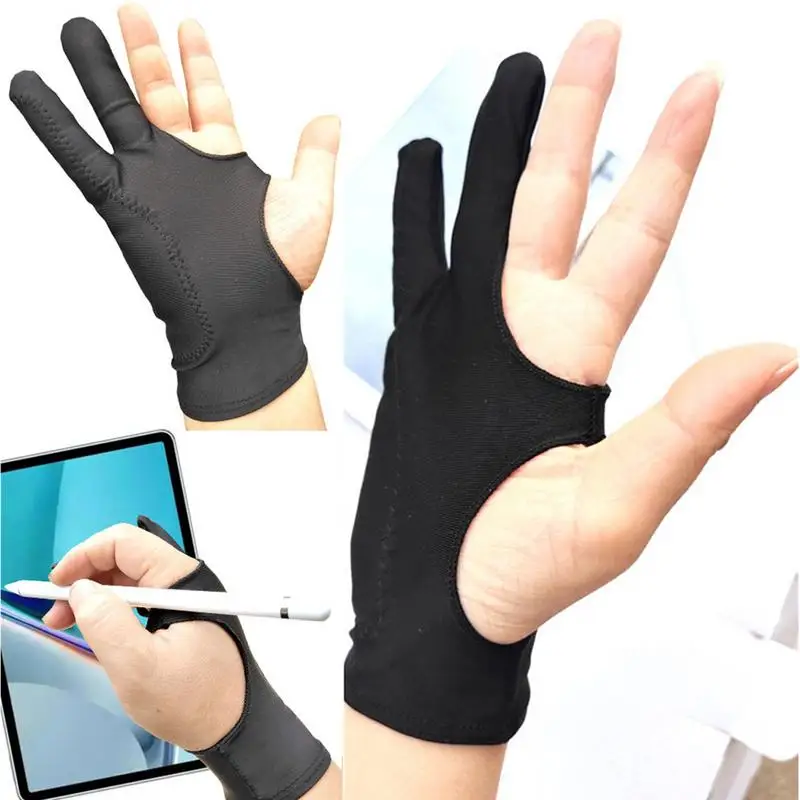 Gants anti-touche pour tablette de dessin, protection anti-taches, deux doigts, friction pour stylet, isotArtist