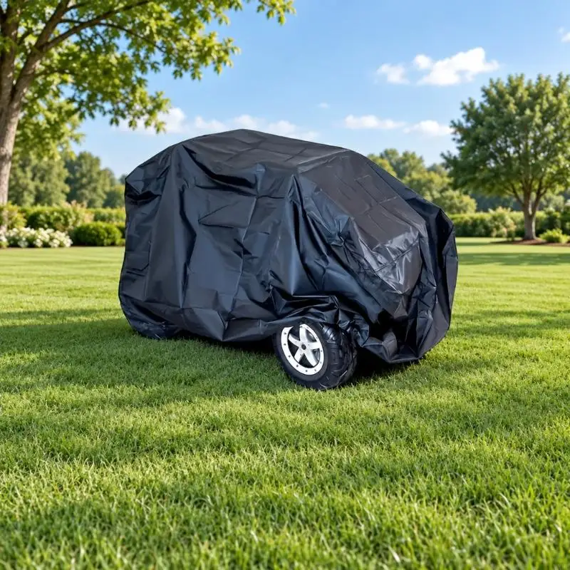 Ride-On Toy Car Cover in Black 420D Fabric with PU Coating, Gathered 2 Secure Fasteners and Reinforced Cord for KXRE