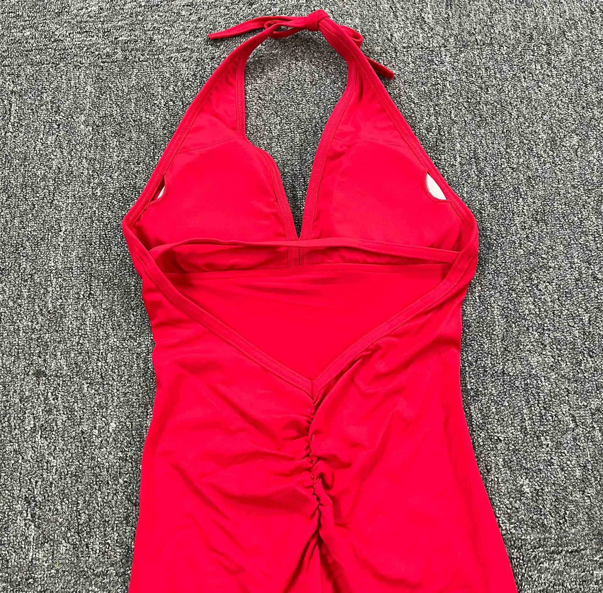 Backless Sporty Jumpsuit Woman 2022 Lycra Fitness Overalls with Padding Workout Clothes for Women Gym Sets Womens Outfits Red