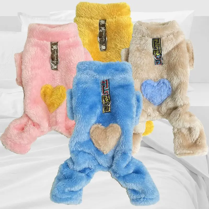 

Dog Four-legged Clothes Autumn and Winter Warm Belt Traction Buckle Pet Clothing Small Dog Teddy Bichon Plush Cotton Coat