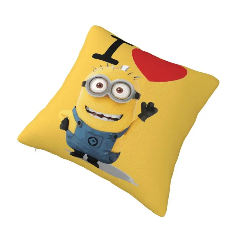 Custom Luxury I Love M-Minions Cartoon Sofa Cushion Cover Velvet Pillow Case