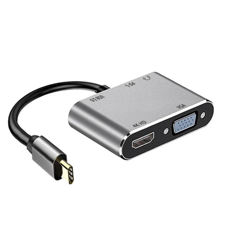 5-in-1 Docking Station with -Compatible+VGA+USB+PD+Headset Ports for Variety of Mobile Phones Tablets and Computers-ABVP