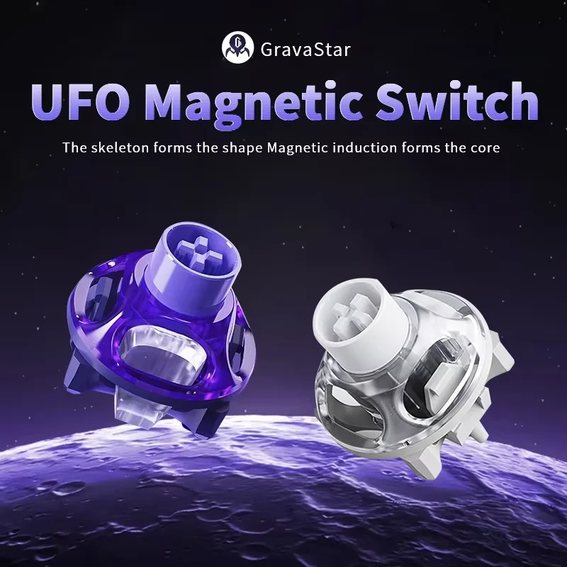 

Gravity Planet UFO Magnetic Switch RT0.005mm 40gf Magnetic keyboard Switches 360° Dual Rail Design N52H 600GS Gaming Accessories