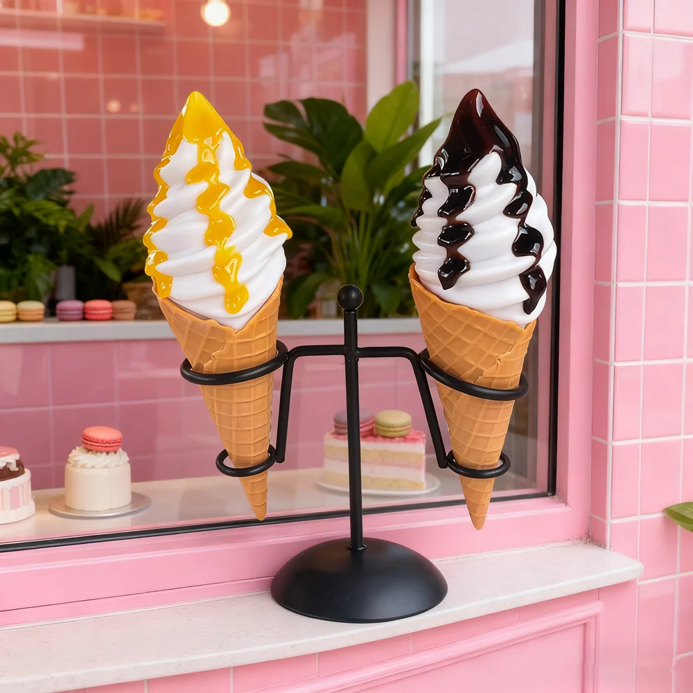 21cm Plastic Realistic Ice Cream, Large Fake Dessert Model for Shop Display, Photography Prop, Party Decoration, Food Stand