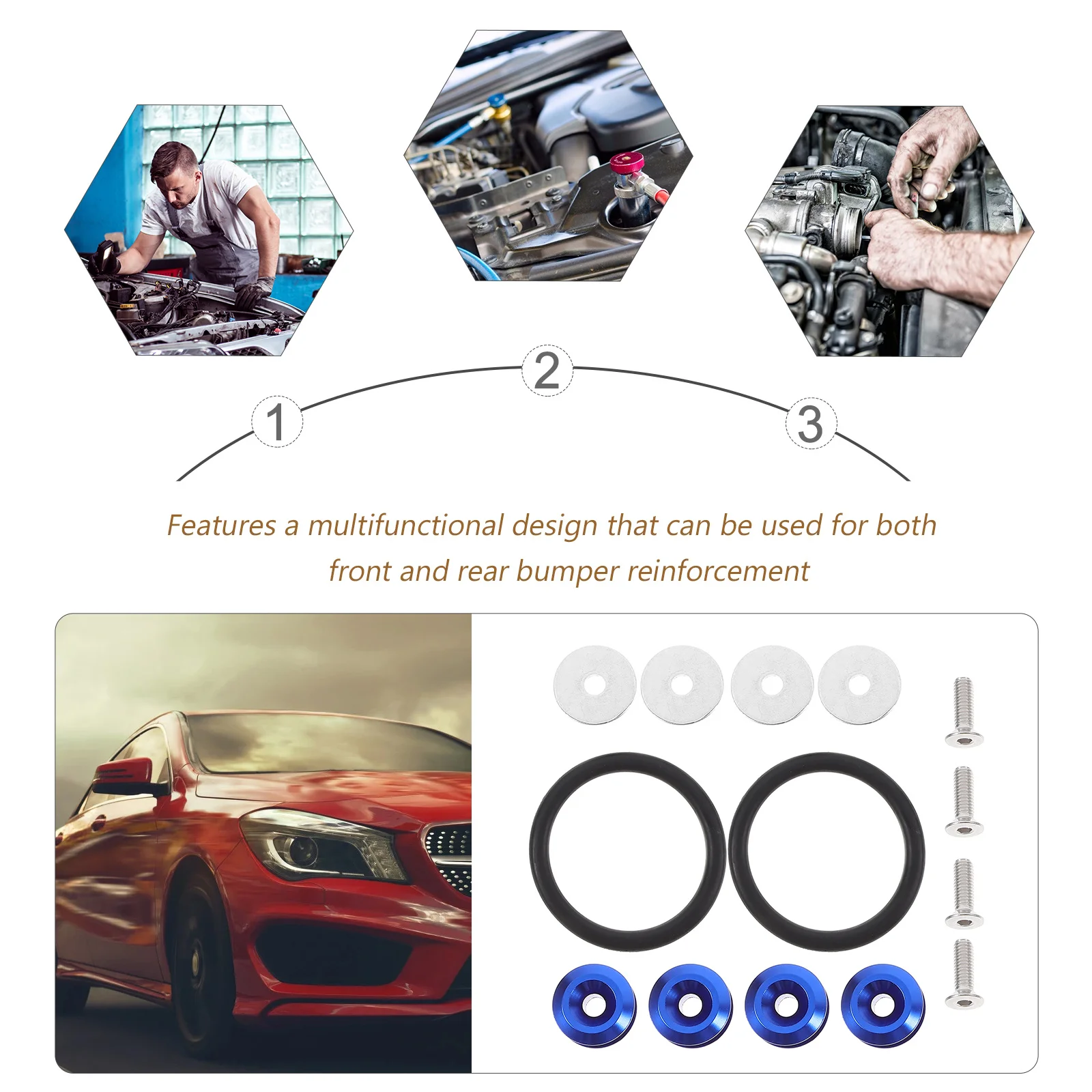 

1 set 1 Set Aluminum Reinforcement Pad Front Rear Fasteners Impact Protection Upgrade Kit Car Bumper Clips Bumper Accessories