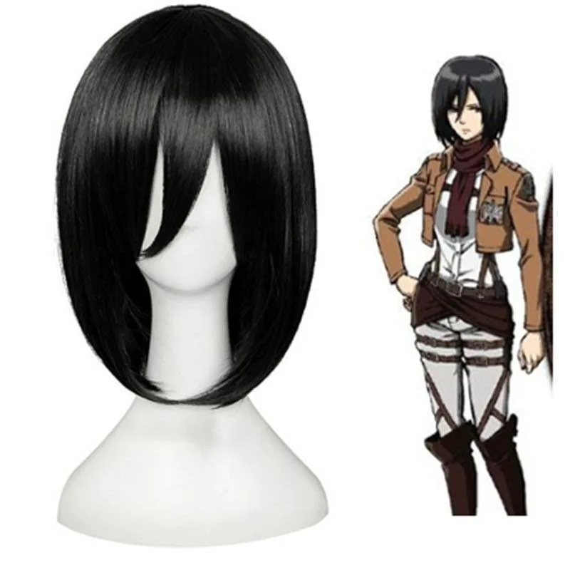 Attaque sur géant Cosplay Anime perruque Alan Hanjihrista Mikasa Liweibing longue courte Bob Anime exposition habiller perruque