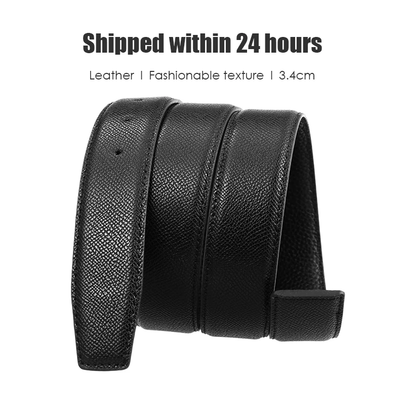 VATLTY Stylish 3.4cm Belt Strip for Men Natural Cowhide Thick Belt Without Buckle Trouser Belt Male Business Waistband