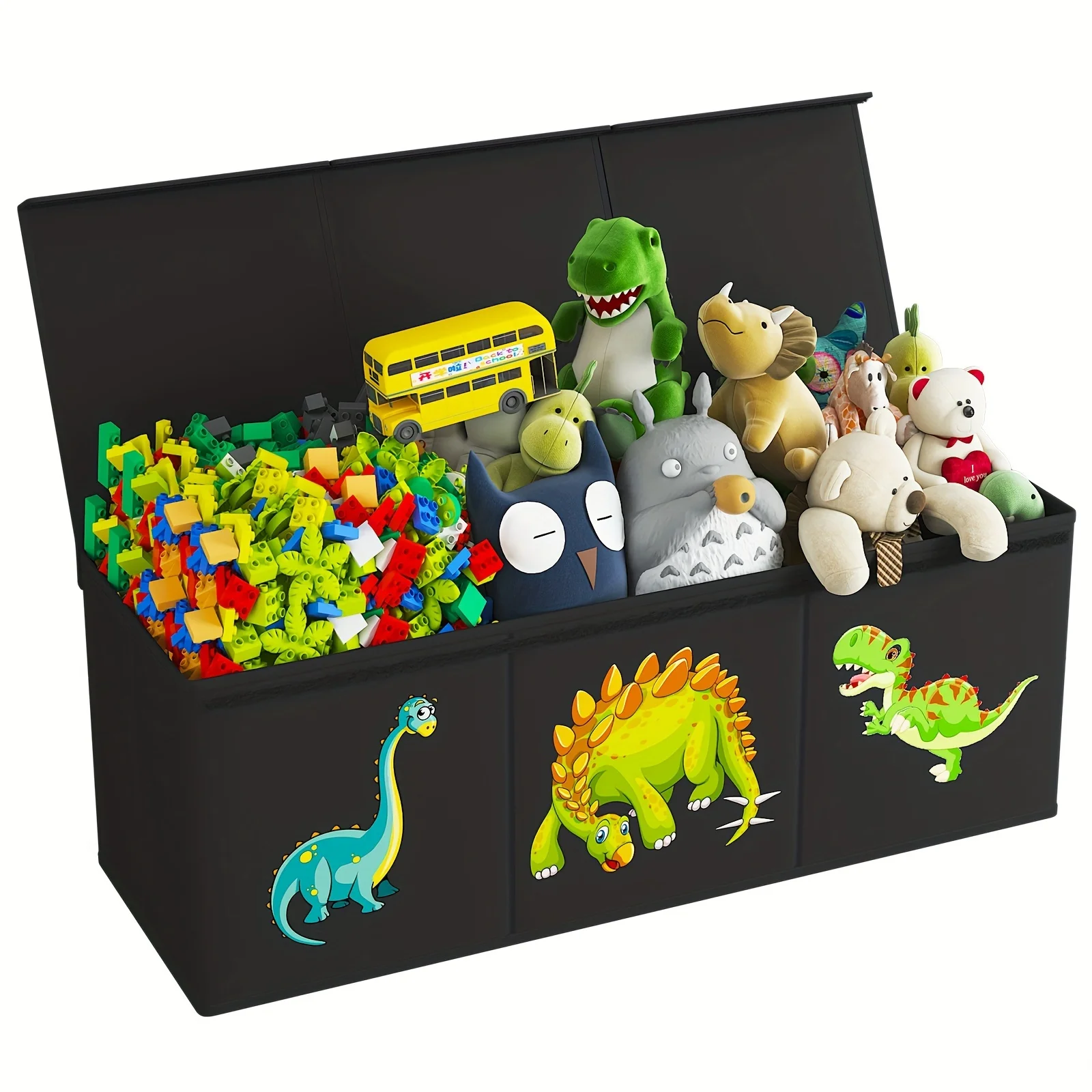 

40 Dinosaur Toy Storage Chest - Spacious Removable Divider, Sturdy Organizer, Durable Box with Lid and Handles - Perfect for H