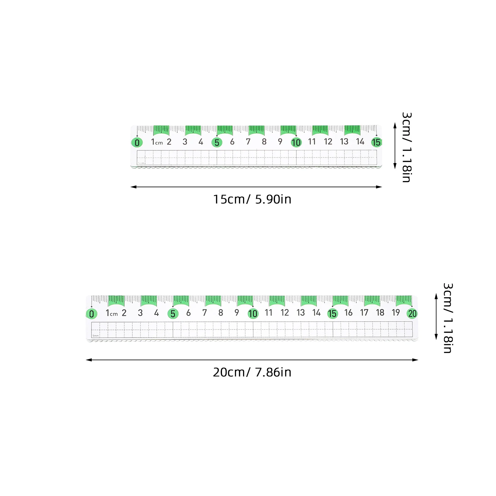 10Pcs Reading Ruler Professional Multi-Function Straight Ruler Portable Measuring Tool for Architects Students Artists Engineers