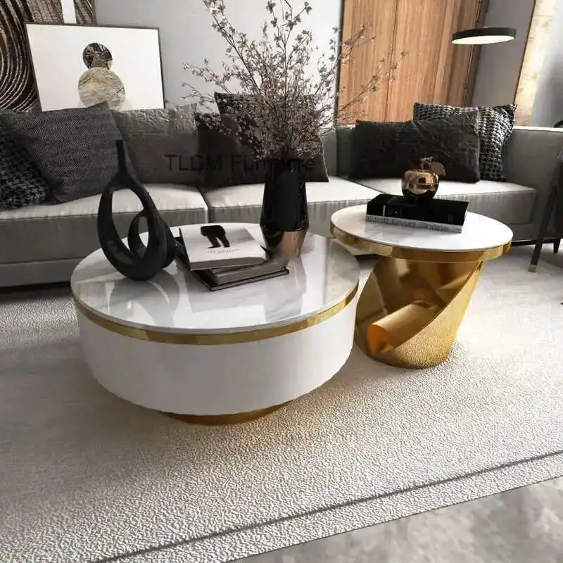 

Роскошные итальянские журнальные столики из нержавеющей стали, скандинавский простой круглый приставной столик, мебель для гостиной, креативный дизайнерский угловой столик