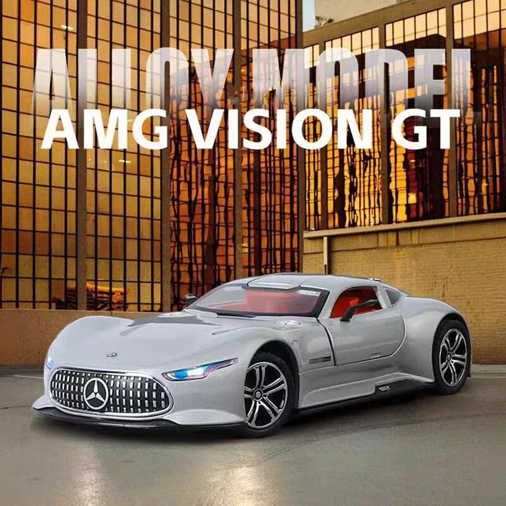 1:24 Benz AMG Vision GT Toys Cars Models Light Music Miniature Vehicles Doors Opened Wheels Turned Sports Car Child Adult Gifts