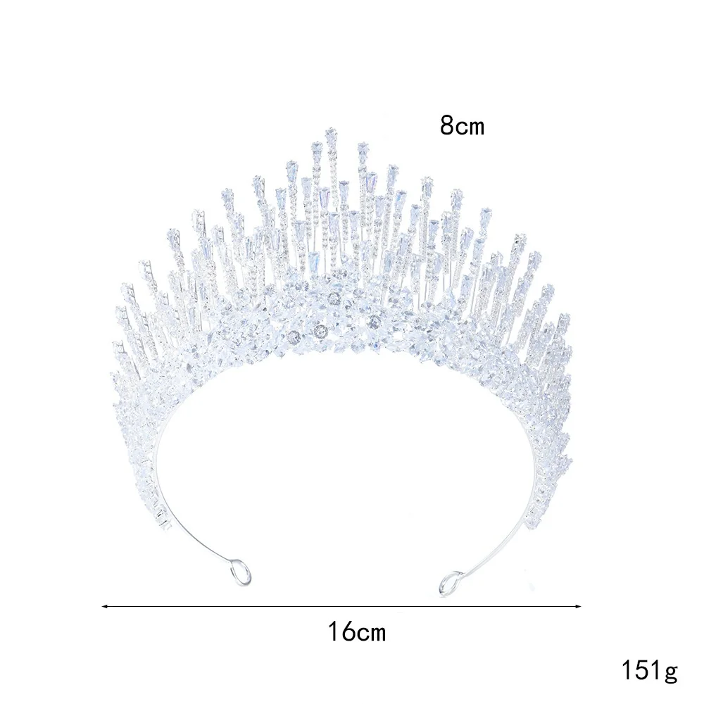 تاج تاج الزفاف الفاخر لغطاء رأس الزفاف الزركون كريستال الملكة الأميرة تاج لمهرجان النساء الإكليل خوذة الحفلات #3