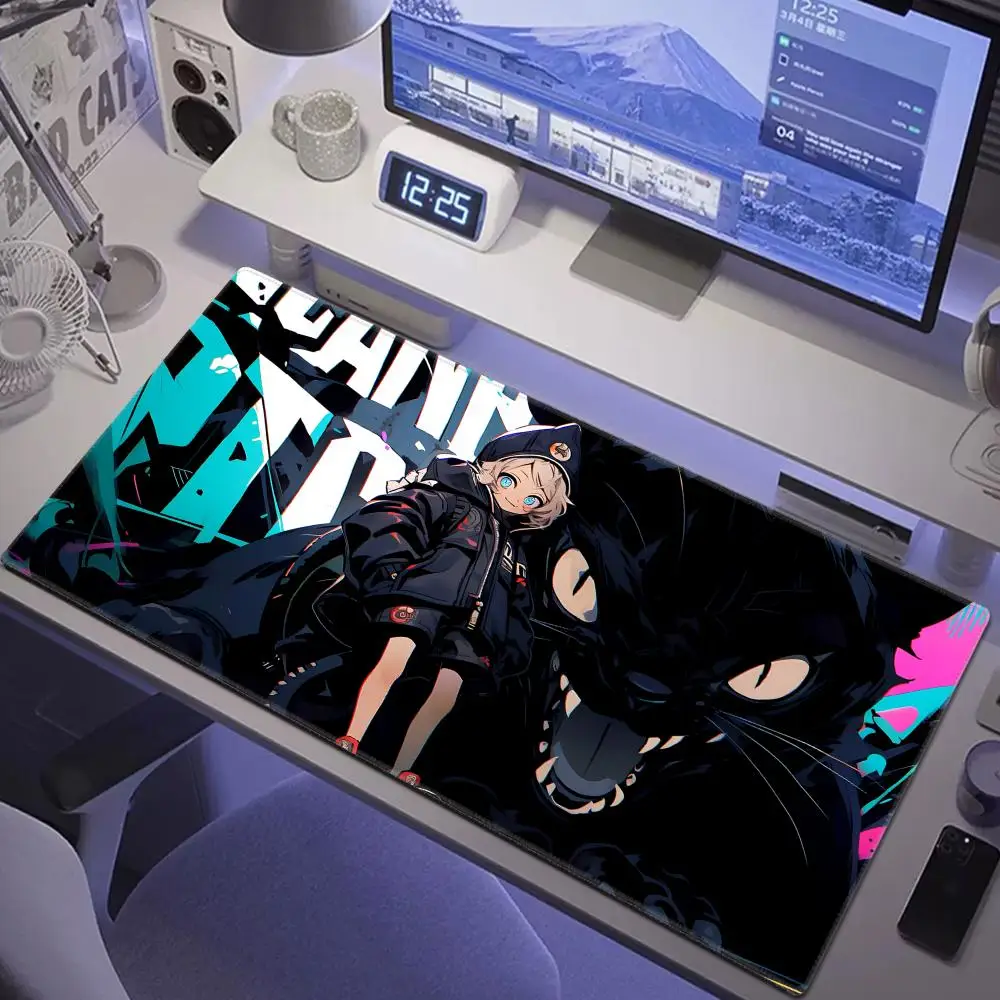 

Cartoon Black cat Mouse Pad XXL Gaming Accessories Office Gamer Keyboard Desk Mat Non-Slip Laptop Large Rubber Anime Mousepads