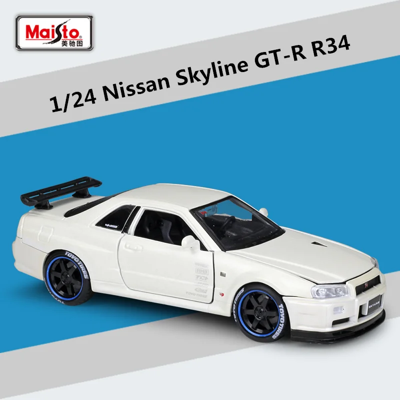 Maisto 1:24 Nissan Skyline GTR R34 Alloy Sports Car Model Diecast Metal Toy Racing Car Model Simulation Collection Kids Toy Gift