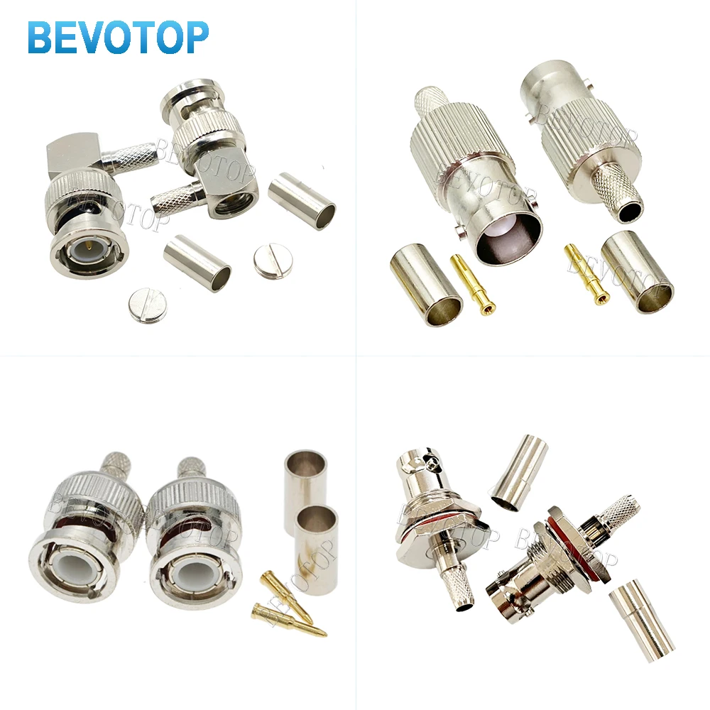 

10pcs/lot 4 Types BNC Male Plus/Female Jack Window Q9 Crimp RG58 LMR195 RG223 RG142 RG400 Cable 50-3 RF Connector 50 Ohm