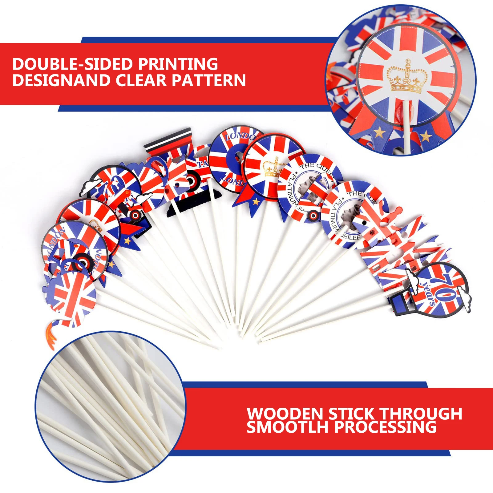 Queen's 70th Platinums Jubilee Cake Decorations Queen Elizabeth 70th Jubilee Cake Toppers for Dinner Parties Patriotic Party