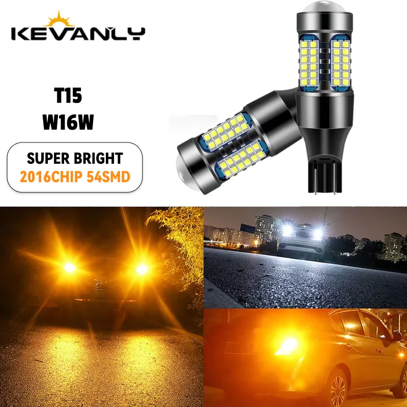 2pcs T15 2016 54SMD Signal Lamp W16W WY16W Canbus No Error led bulbs 12v Car Reverse Lamp Backup Parking Light 12V Universal