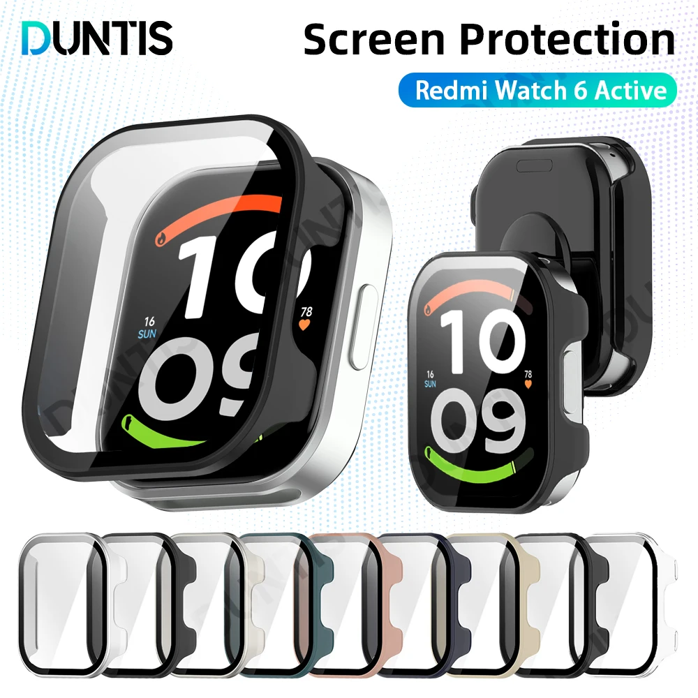 Glass+PC Case for Xiaomi Redmi Watch 6 Active Hard Bumper Built-in Ultra-HD Tempered Glass Protector Cover Accessorie