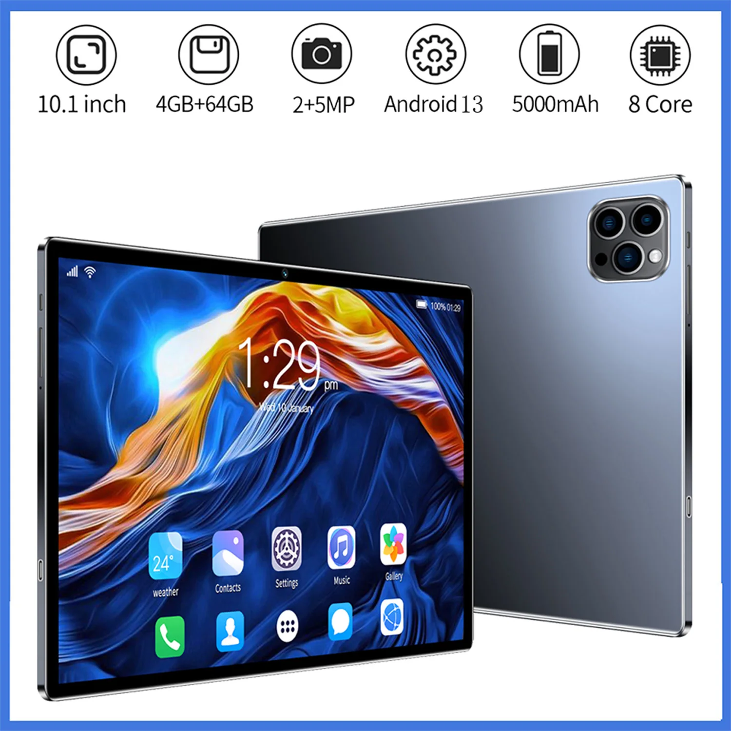 10.1 Inch Tablets Octa Core 3G Phone Call 4GB RAM 64GB ROM Google Play Dual SIM Dual Cameras WiFi Tablet PC 5000mAh