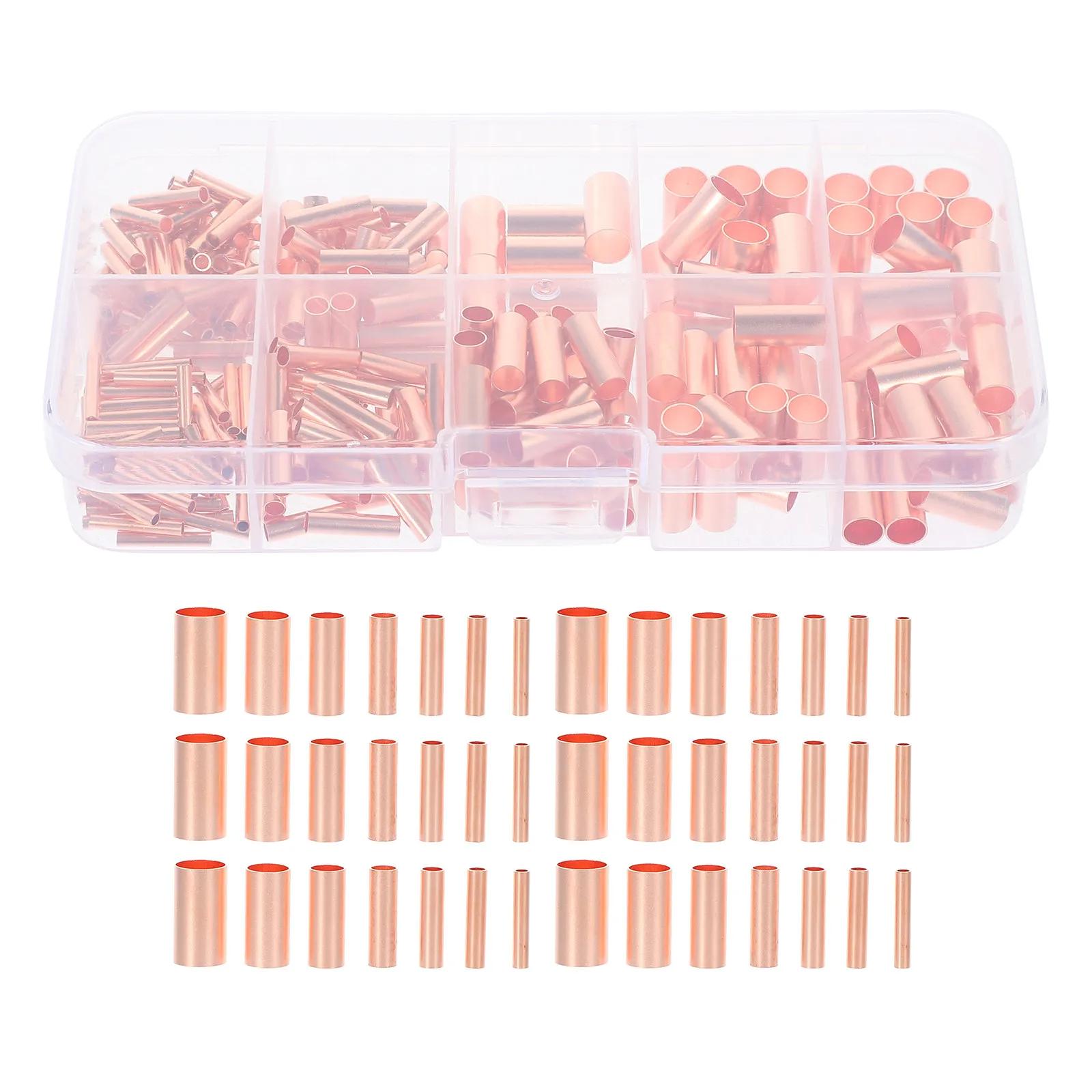 250Pcs Copper Connecting Tubes High Thermal Conductivity Wire Joint Tubes Small Copper Wire Connectors for Industrial Household