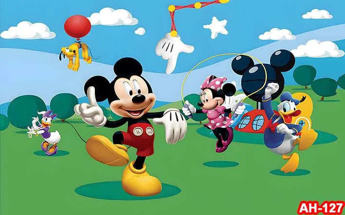 Fondos de vinilo de Mickey Mouse y sus amigos Clubhouse decoración de fiesta de cumpleaños para niños fondo de fotografía pancarta para Baby Shower