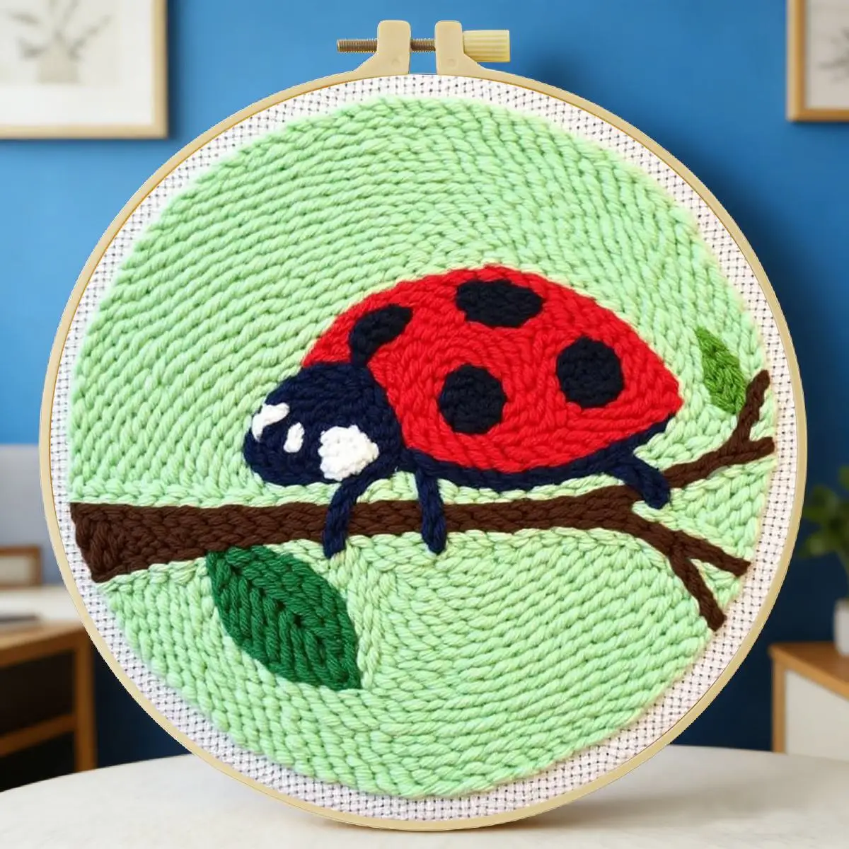 20X20CM/7,87 Zoll Insekt – Siebenflecken-Marienkäfer Stanznadel-Stickset, Stickerei, gestrickte Stickerei, DIY, handgemacht – Detail 2