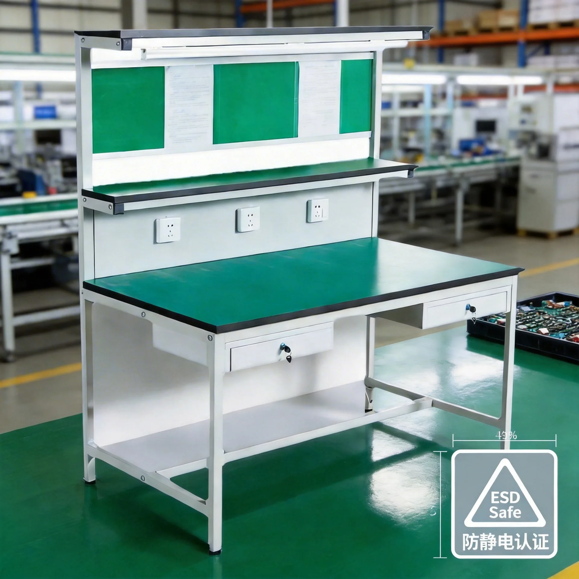 Anti-static workbench Factory workshop ESD safety certification Double station multi-function console Anti-static