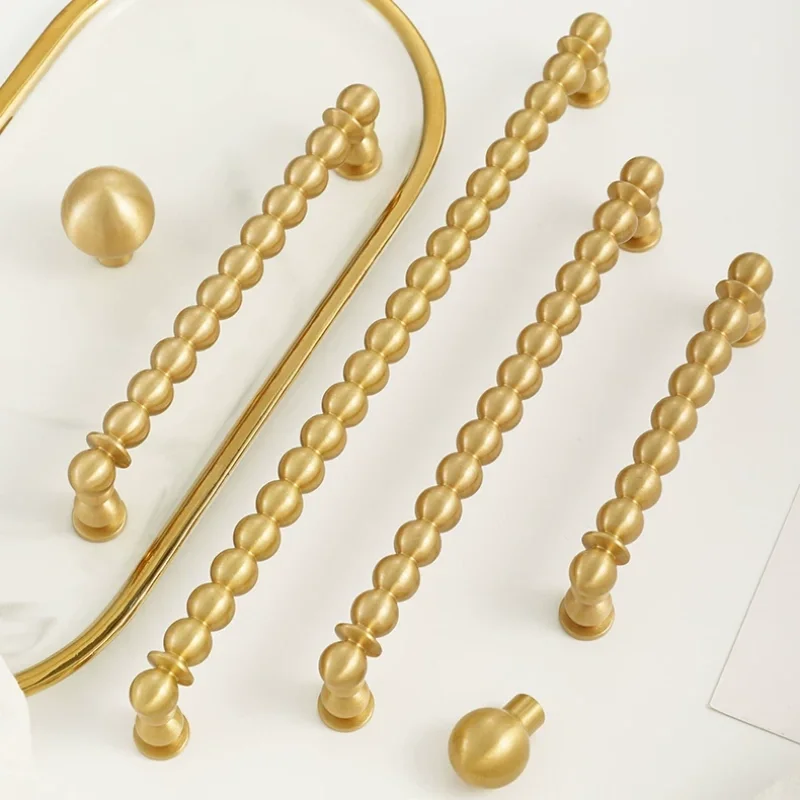 Creative Cabinet Door Handle, Vintage Brass Wardrobe Cabinet Drawer Beaded Handles Antique Knob