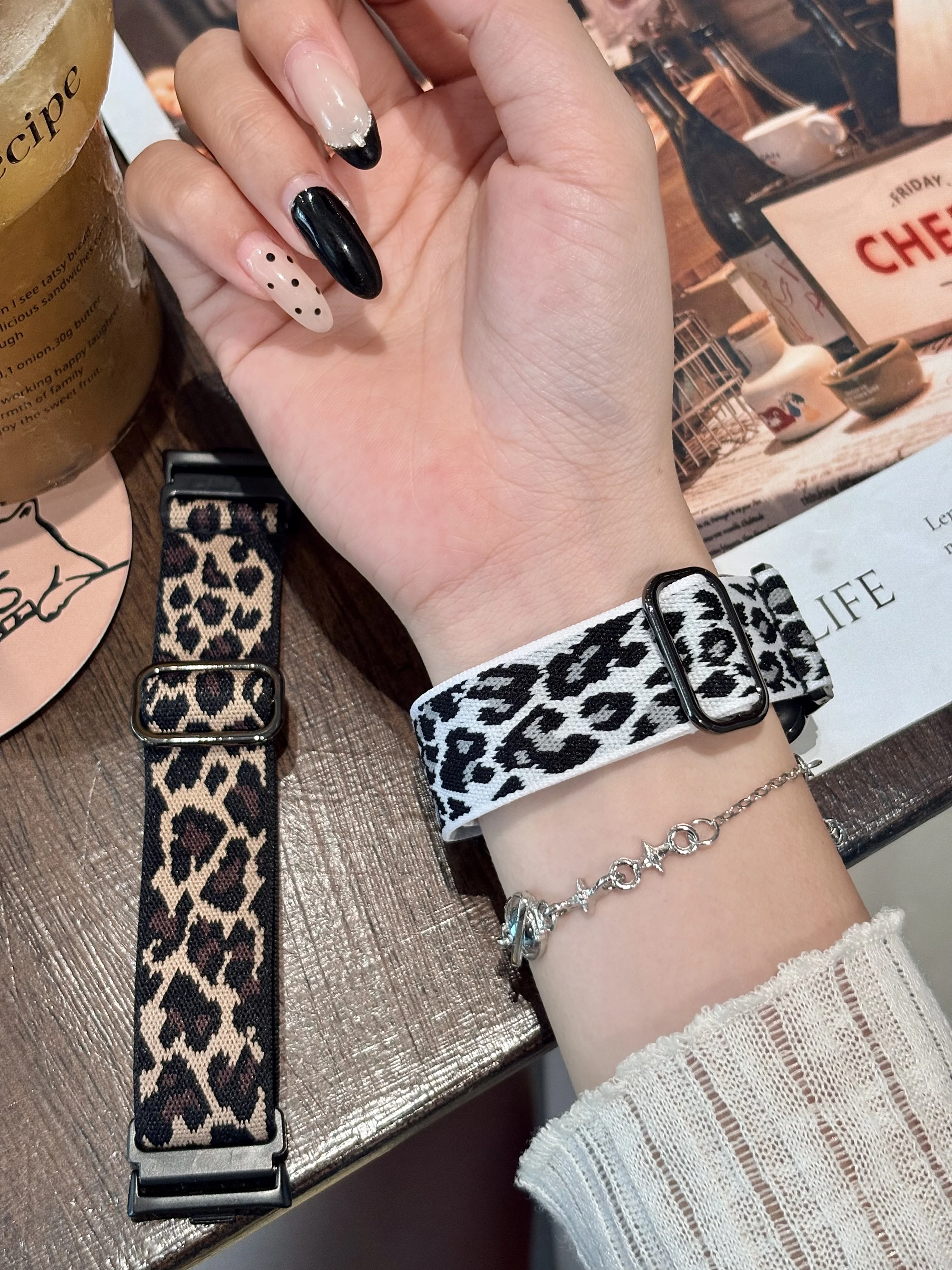 حزام الإفراج السريع بطبعة الفهد - حزام نايلون صديق للبشرة لـ Xiaomi Band 8 Pro/9 Pro & Redmi Band 4 للجنسين