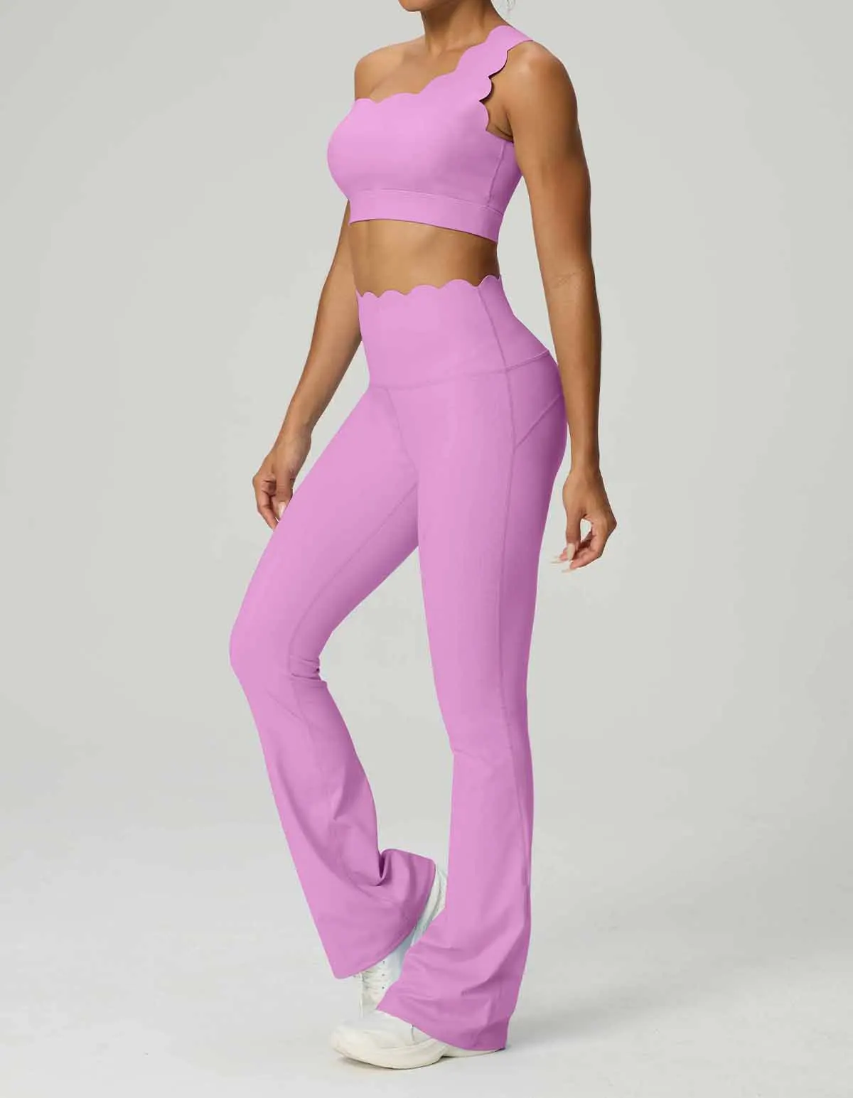 Women Yoga Set 2 Piece High Elastic Slim Fit High Waist Leggings Gym Tops Tummy Control Booty Lifting Workout Activewear