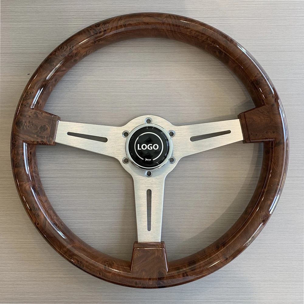 ND Wood Film Steering Wheel 350mm Classic Vintage Wooden Steering Wheel