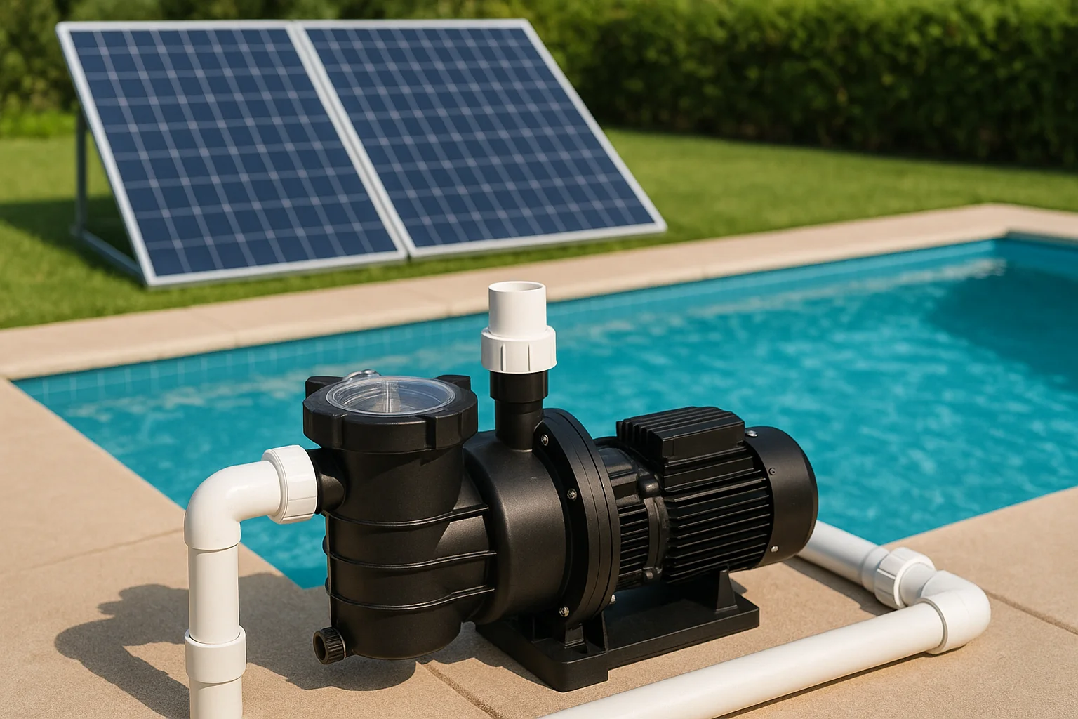 Bomba de agua de piscina con Panel Solar HZUSUN para piscina vacía, costo del Motor de bomba de circulación de piscina de sal de bajoíbulo híbrido de bajo consumo