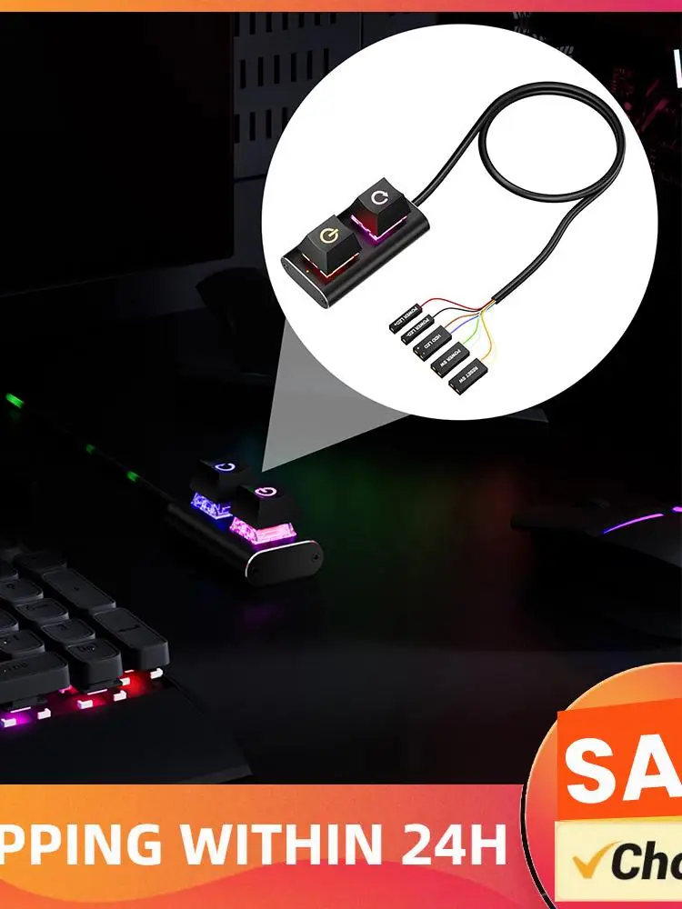 Desktop Computer Power Switch Power On Off Reset Switch Button Extension Cable Manual Operation for Computer Motherboard