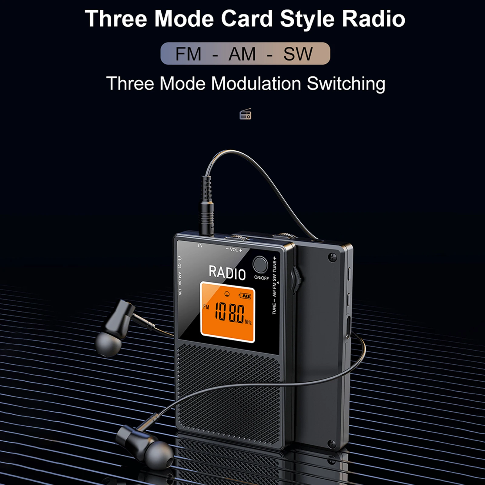 AM FM Transistor Radio LCD Backlit Stereo Sound Speaker Digital Radio Receiver for Jogging/Gym/Camping