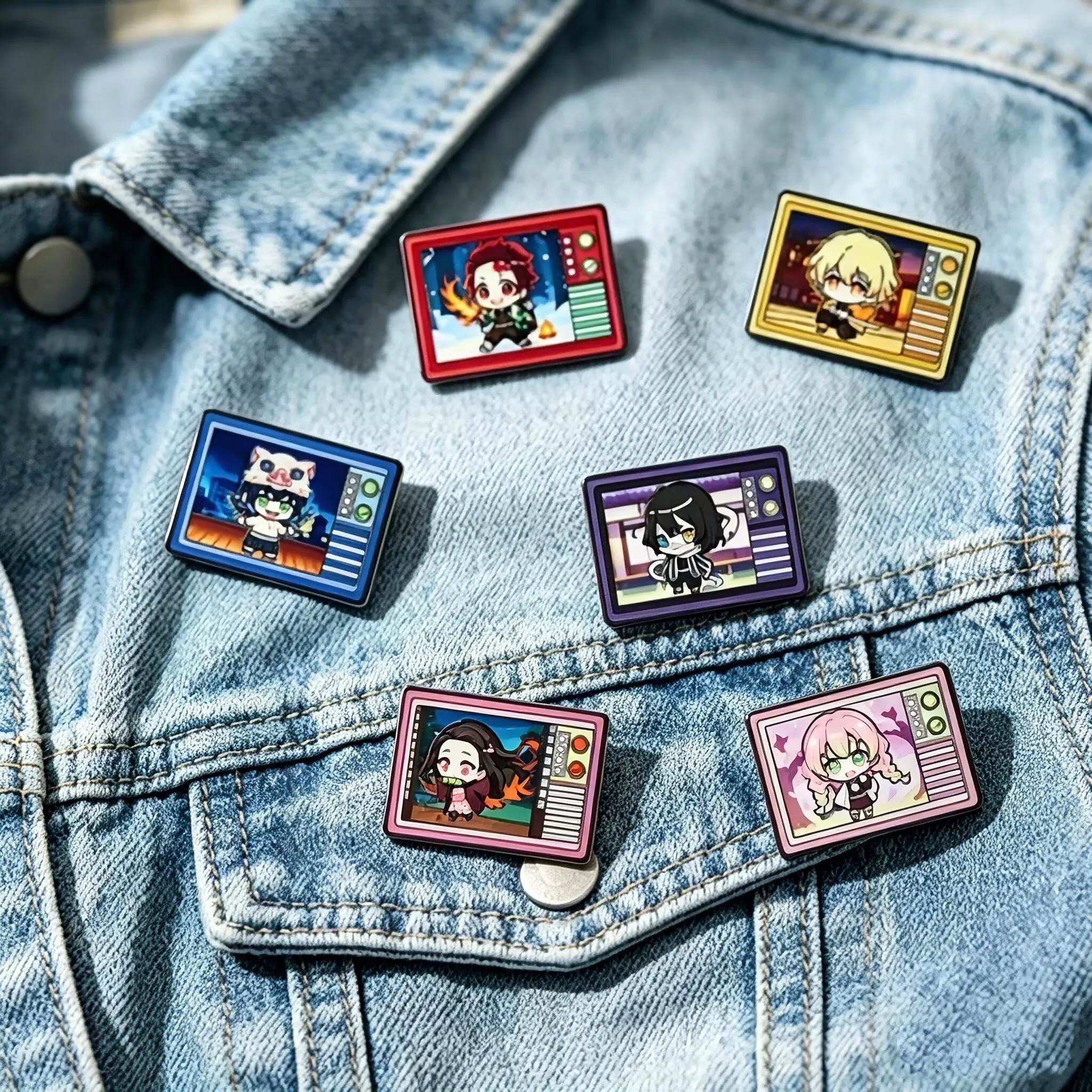 Cute Retro TV Shape Anime Character Enamel Pins Cartoon Lapel Brooches Badges Backpack Lapel Badges Jewelry Accessories Gifts
