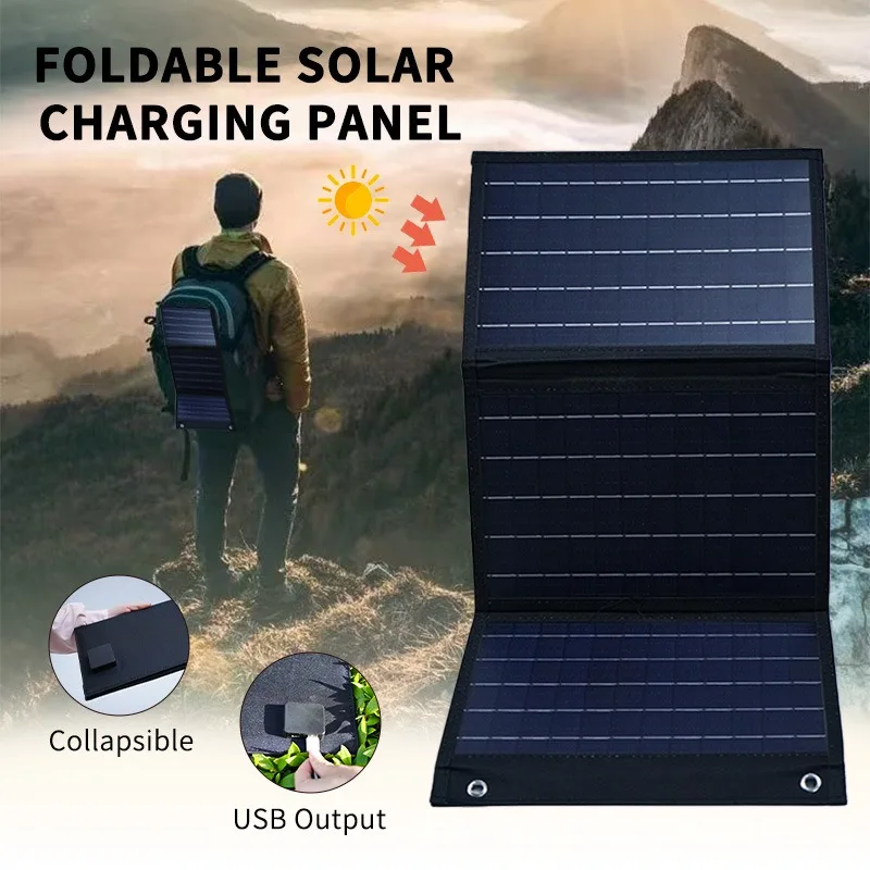 21W Solar Panels Foldable Waterproof USB Solar Charger for Cell Phone Tablet Portable Outdoor Camping Emergency Power Supply
