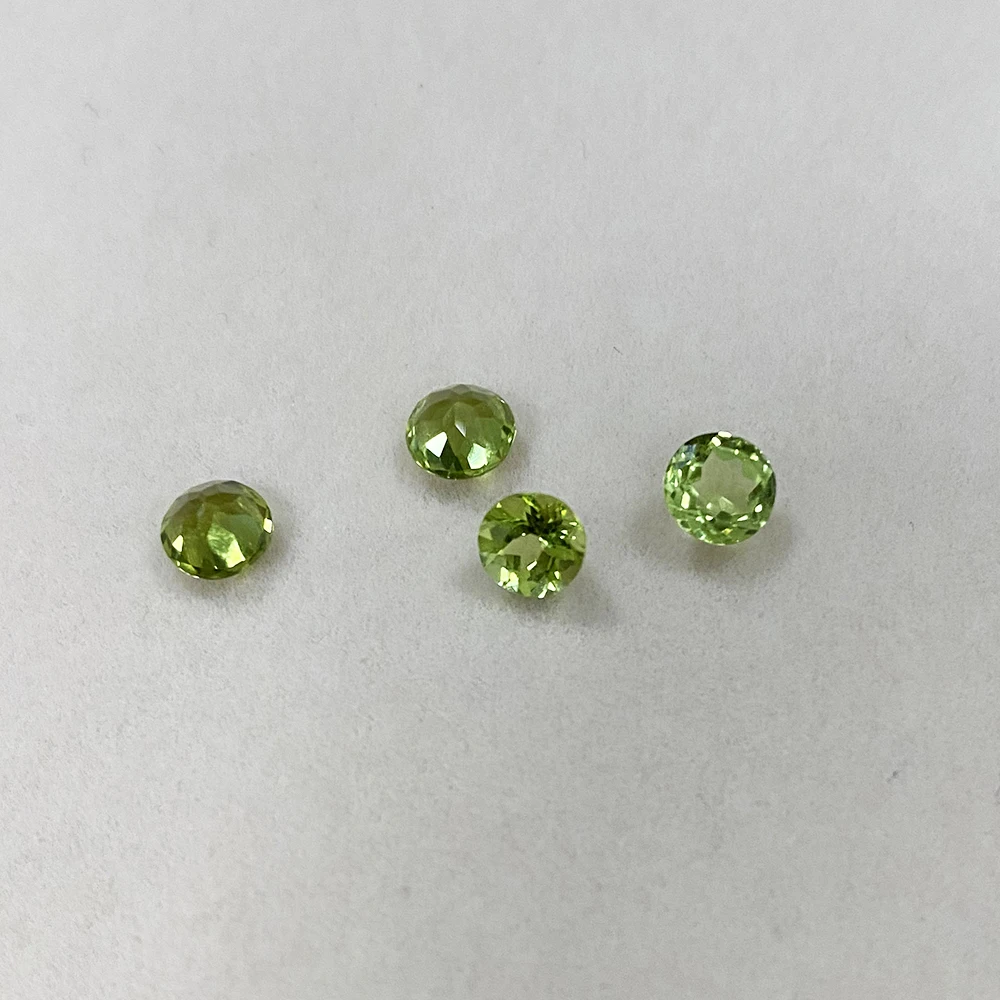 100% Natural Olivine Peridot Loose Stone Round Cut 5X5mm 0.5ct Gemstone ​for Earring Ring Necklace Jewelry Making Accessories