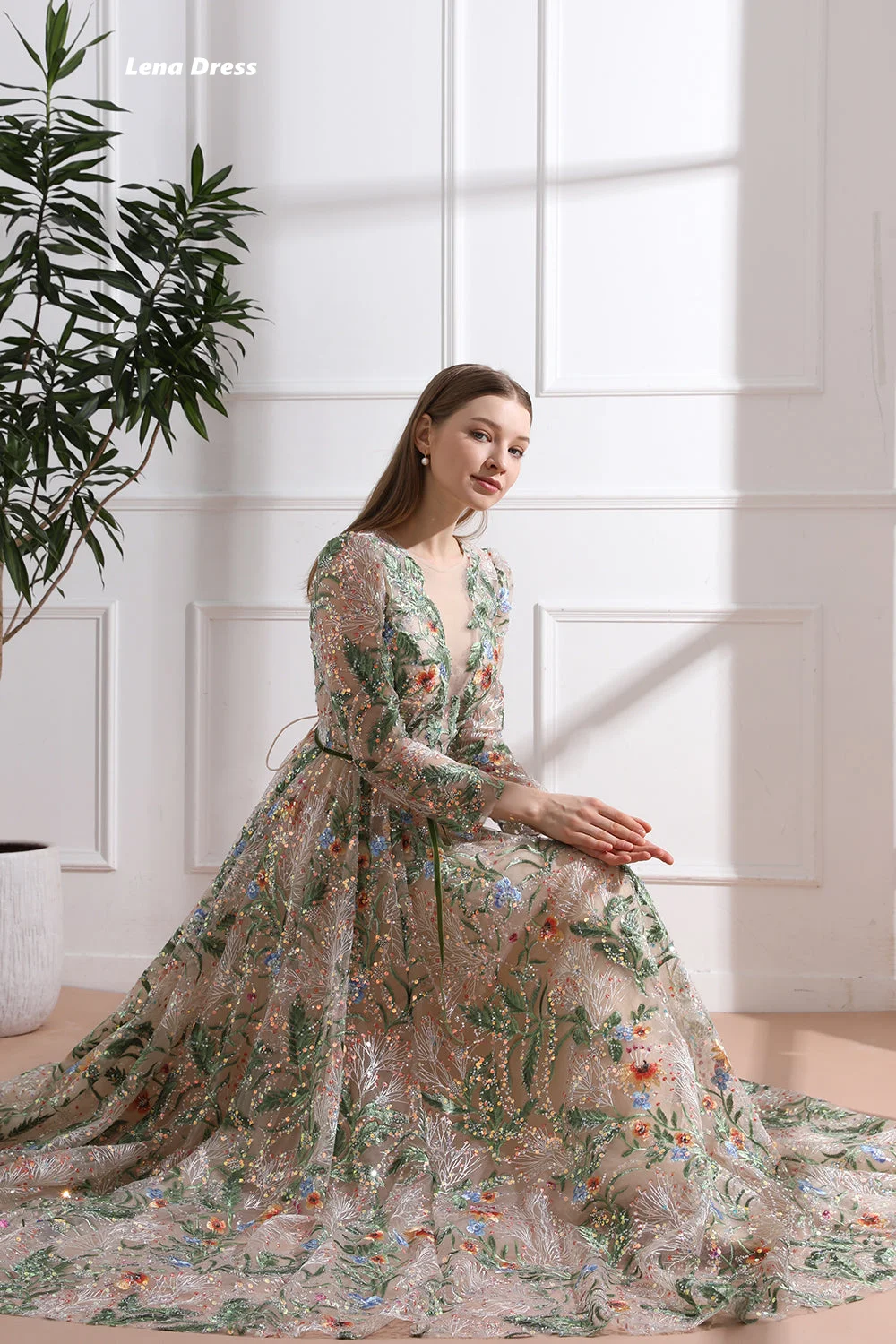 Lena Gala Dress Women Elegant Party Long Sleeves Evening Dresses Woman Elegant Luxury Evening Dress 2024 Line A Round Neck Prom