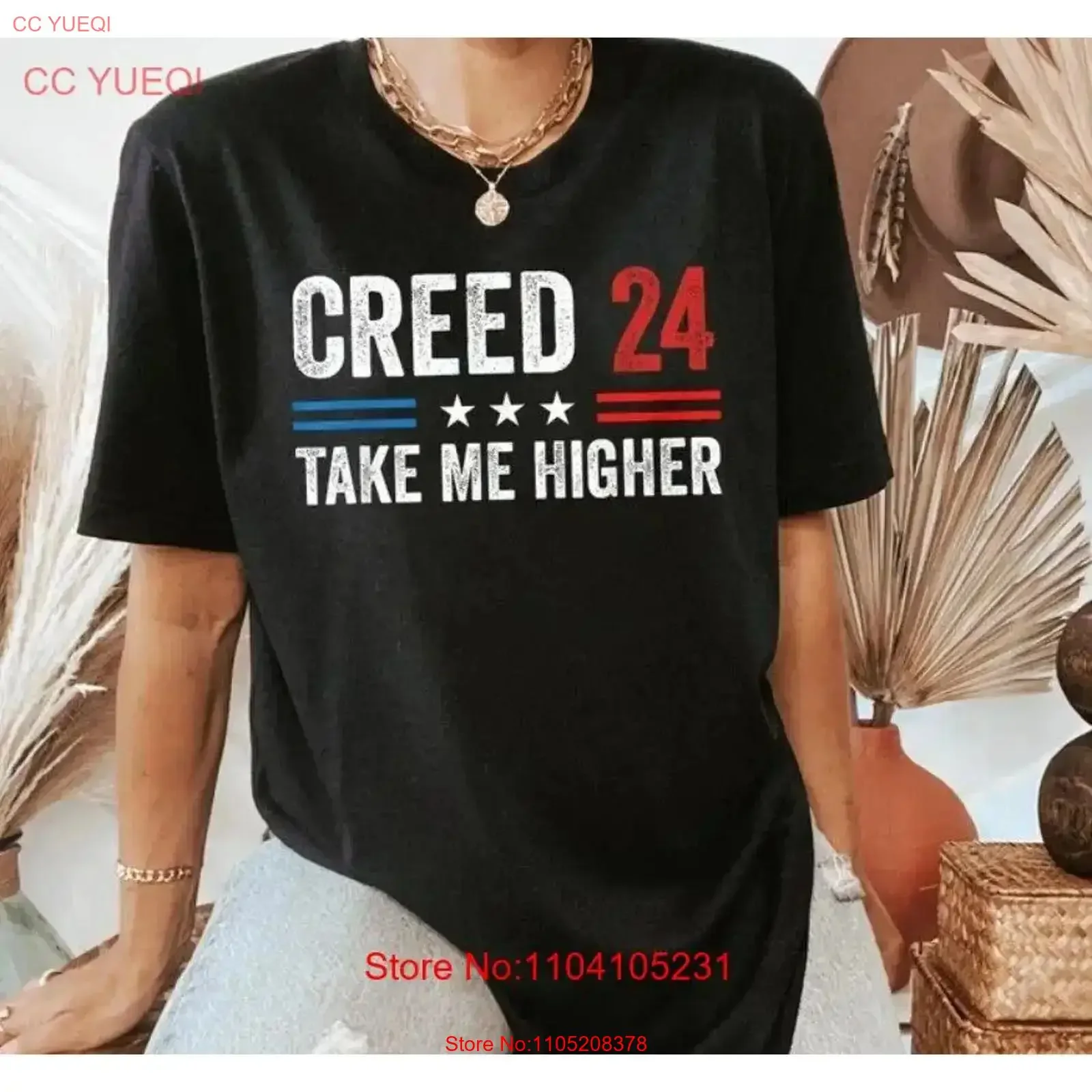 تي شيرت Creed '24 Take Me Higher تي شيرت عتيق مغسول للجنسين قابل للتنفس ناعم وأنيق مريح كاجوال موضة ممتدة قليلاً #1