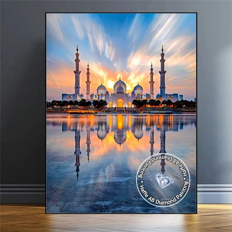 Abu Dhabi Sheikh Zayed Grand Mosque Religious Diamond Painting AB Drills Dome In United Arab Emirat Landscape Cross Stitch Decor