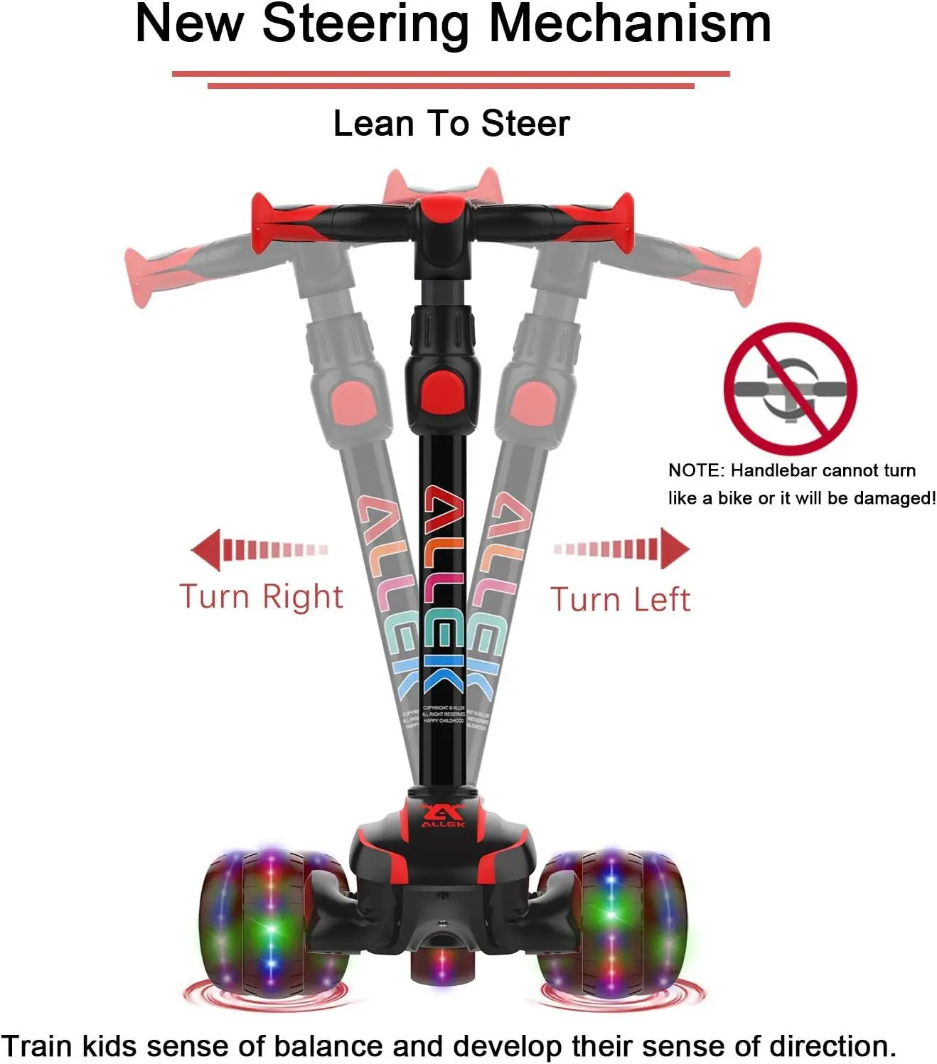 2-in-1 Kids Kick Scooter D01, Anti Skid 3 Wheel Light Up Push Scooter with Height Adjustable and Removable Seat for Boys Girls 3