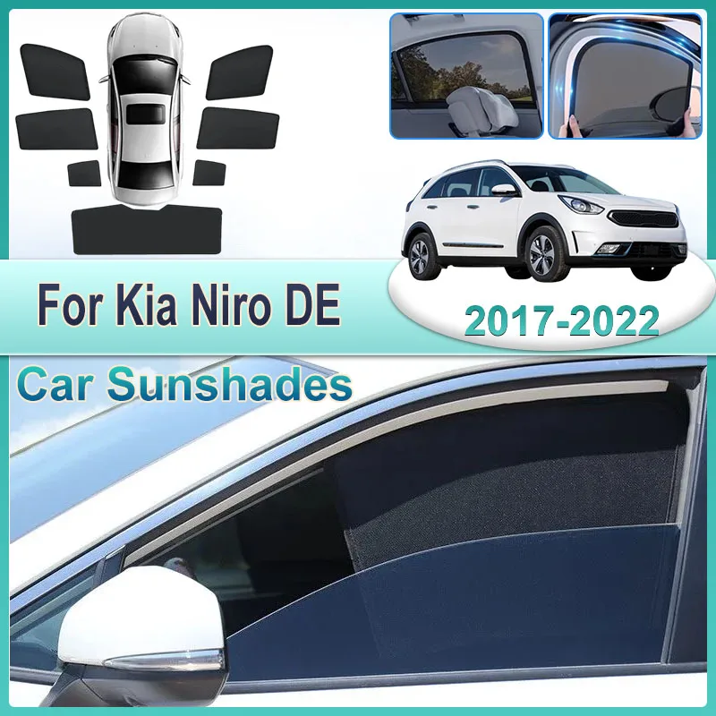 

Солнцезащитные козырьки для Kia Niro DE 2017-2022, аксессуары для автомобиля, полностью сетчатые магнитные боковые солнцезащитные шторки, защита от УФ-лучей, автомобильные аксессуары
