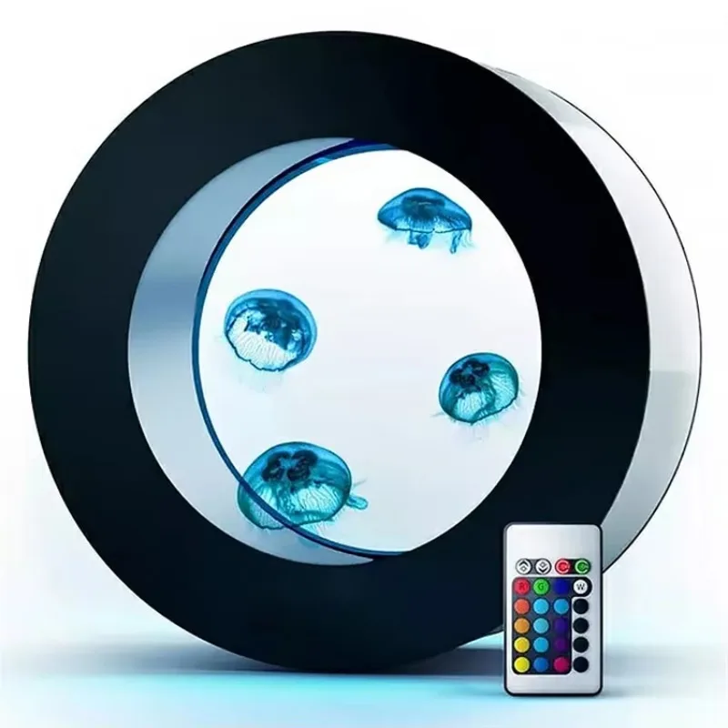 O-shaped Jellyfish Aquarium for Display, Tabletop Jellyfish All-in-one Fish Tank@