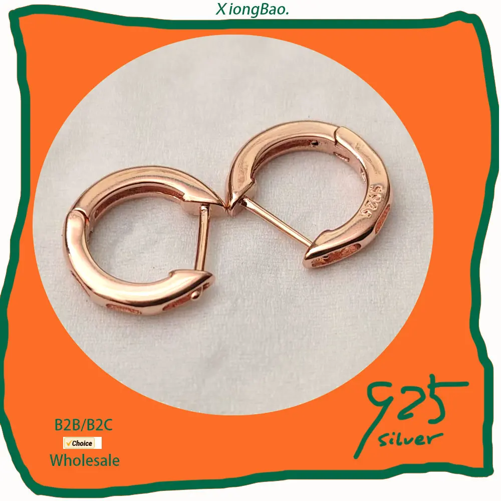 

Hot RoseGold Hoop Earring for Women Jewelry U Shape AAA+Cubic Zirconia Small Stamp 925 Sterling Silver Simple earrings 2026 New