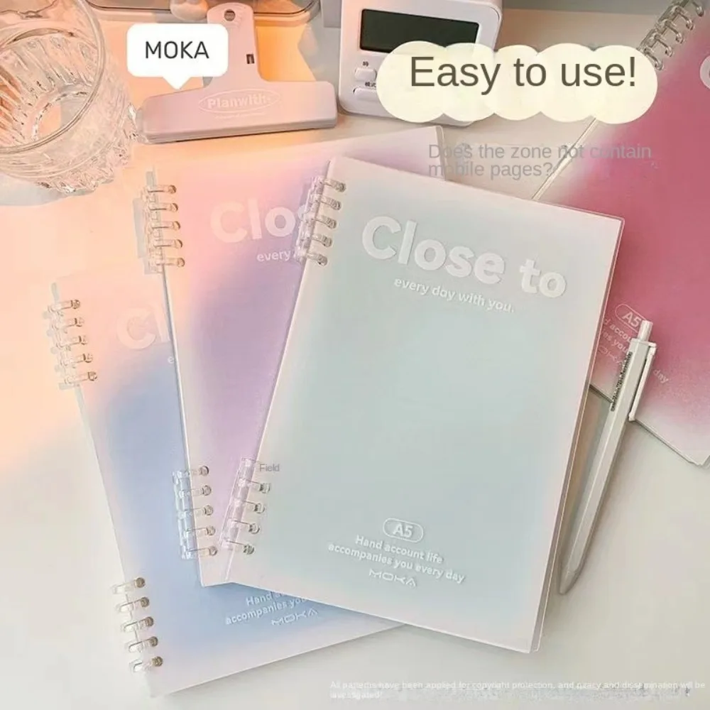 

Simple Stationery A5/B5 Binder Notebook PVC Cover Horizontal Line Kawaii Loose-Leaf Notebook Gradient Color 60 Sheets