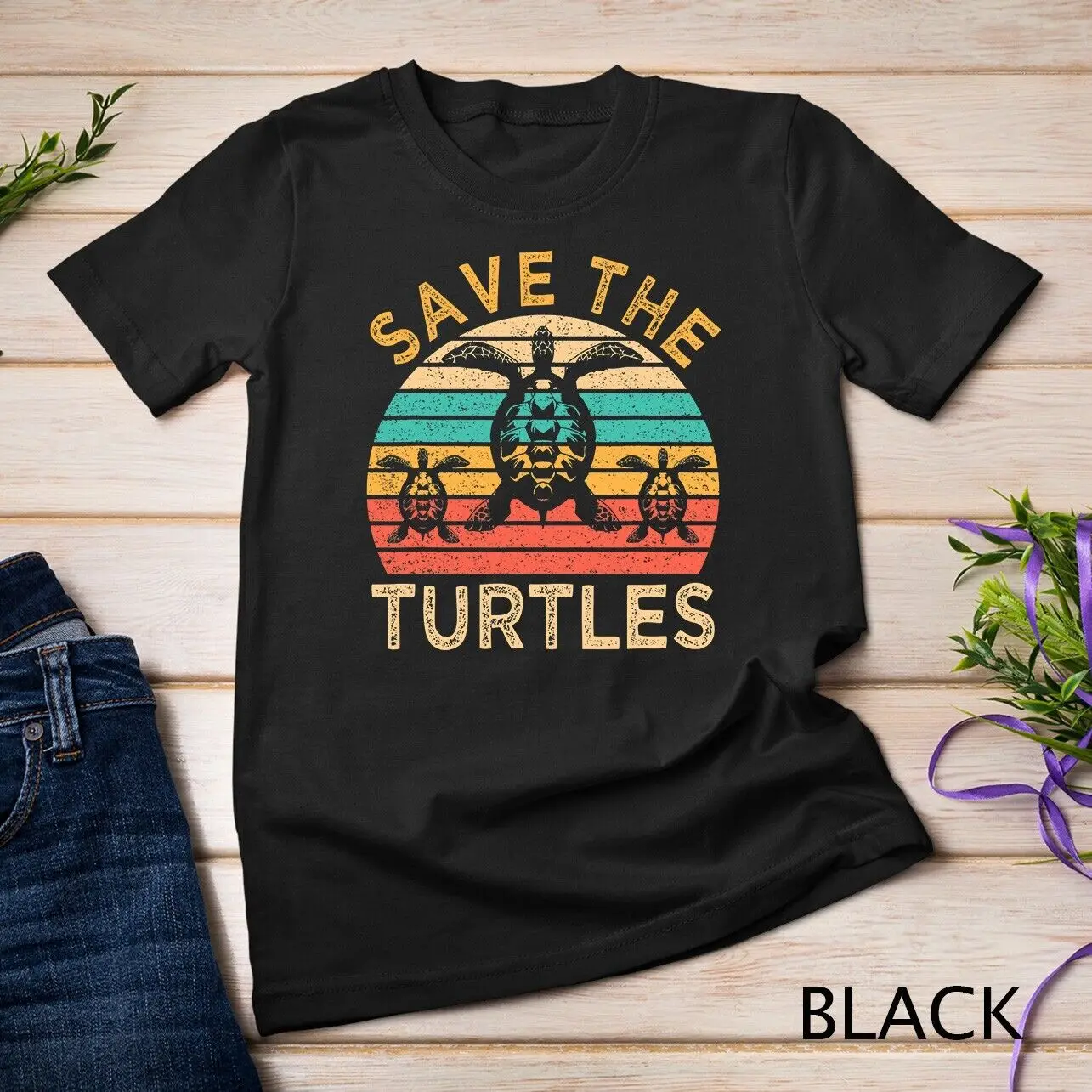 

Save The Turtles Animal Rights Retro Style Sea Turtle Gift Unisex T-shirt