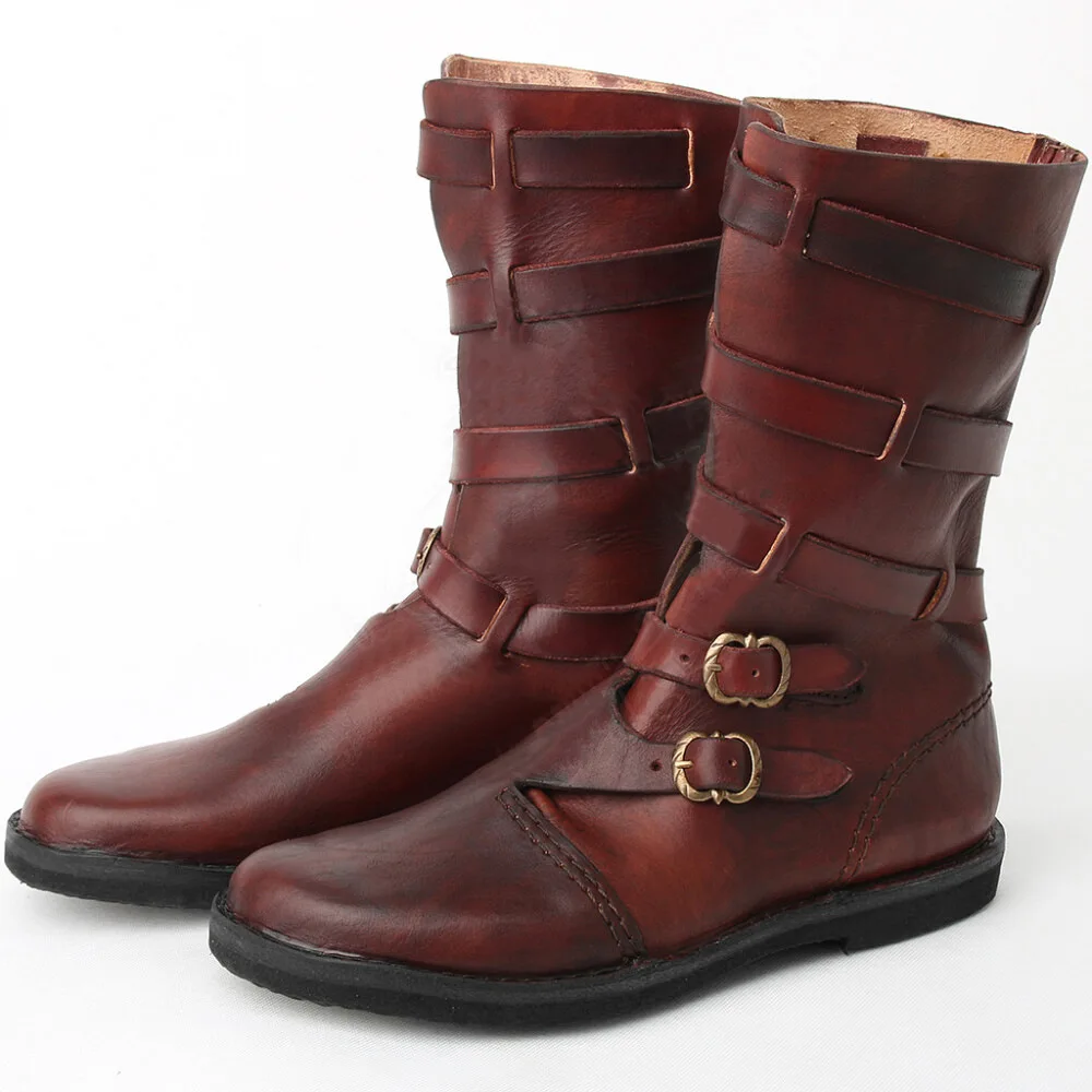 Mittelalterliche Piraten- und Ritterstiefel für Cosplay, Neue Europäische und Amerikanische Renaissance-Römerschuhe, Rollenspiel-Stiefel mit Runder Spitze und Niedrigem Absatz – Detail 8