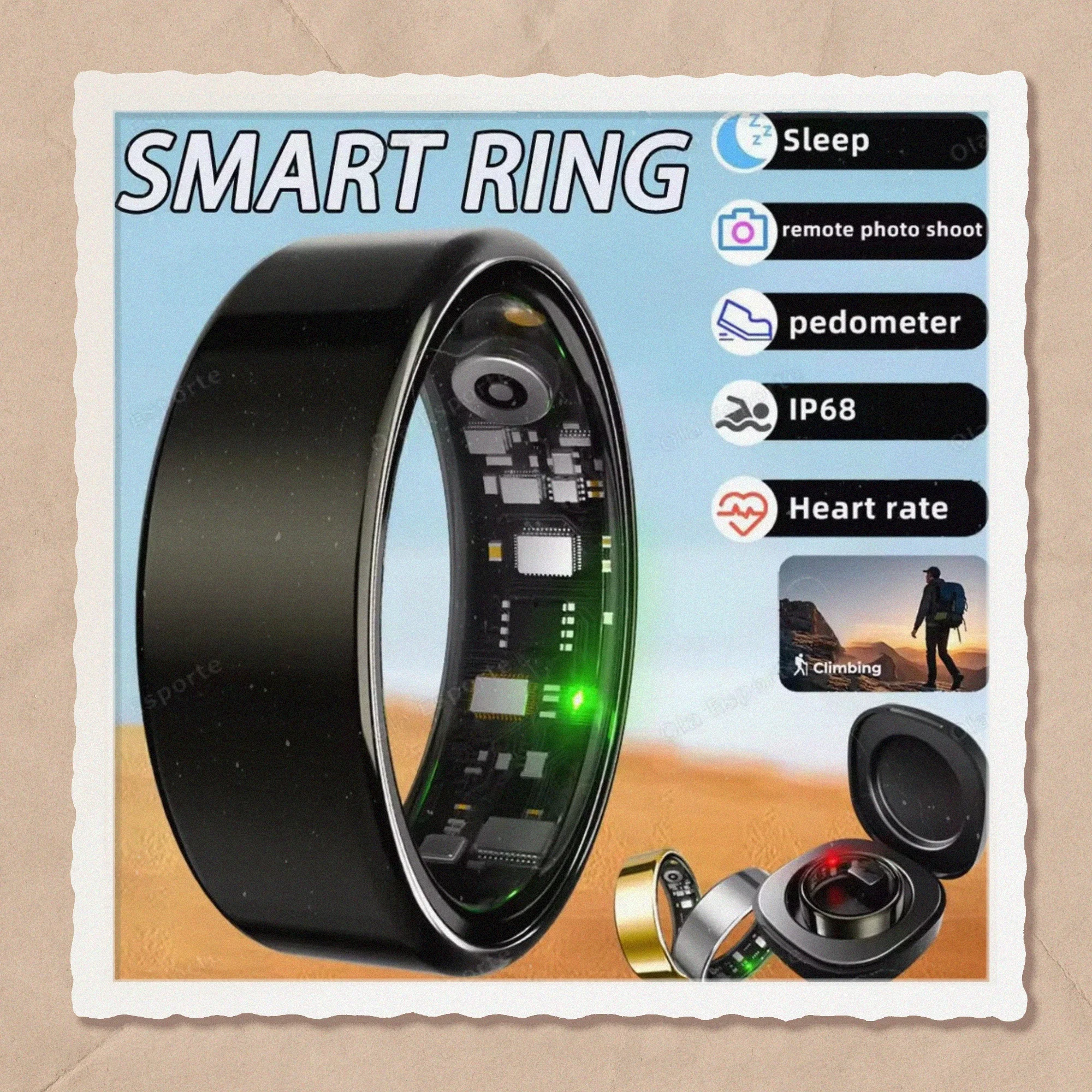 

2026 New Smart Ring Heart Rate Blood Pressure Sleep Monitoring Motion Tracking IP68 Waterproof Men Women Smart Ring Holiday Gift