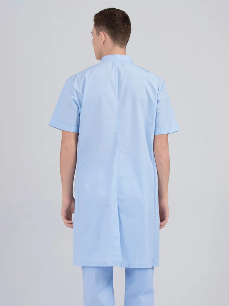 Hohe-Qualität Medizinische Kleidung Männer Arzt Arbeit Uniform Blau Labor Mantel Kurzarm Scrubs Kleidung Veterinär Uniform